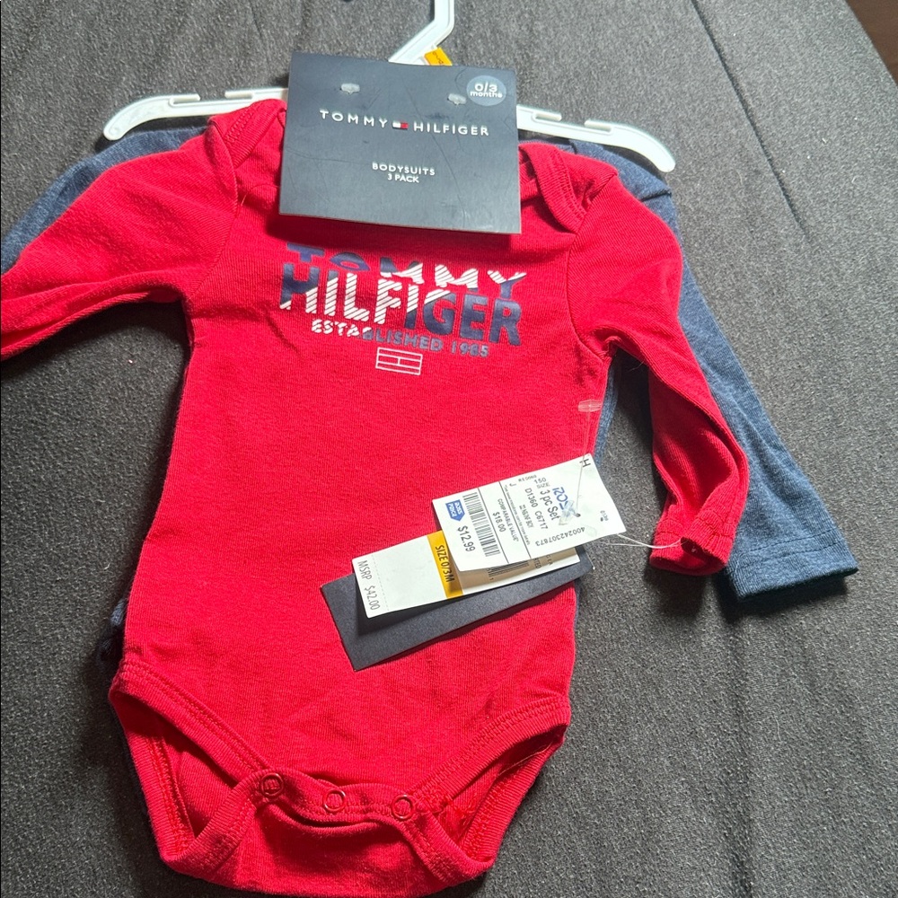 Tommy Hilfiger Red Long Sleeve Bodysuit
